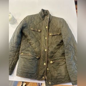j crew green quilted jacket